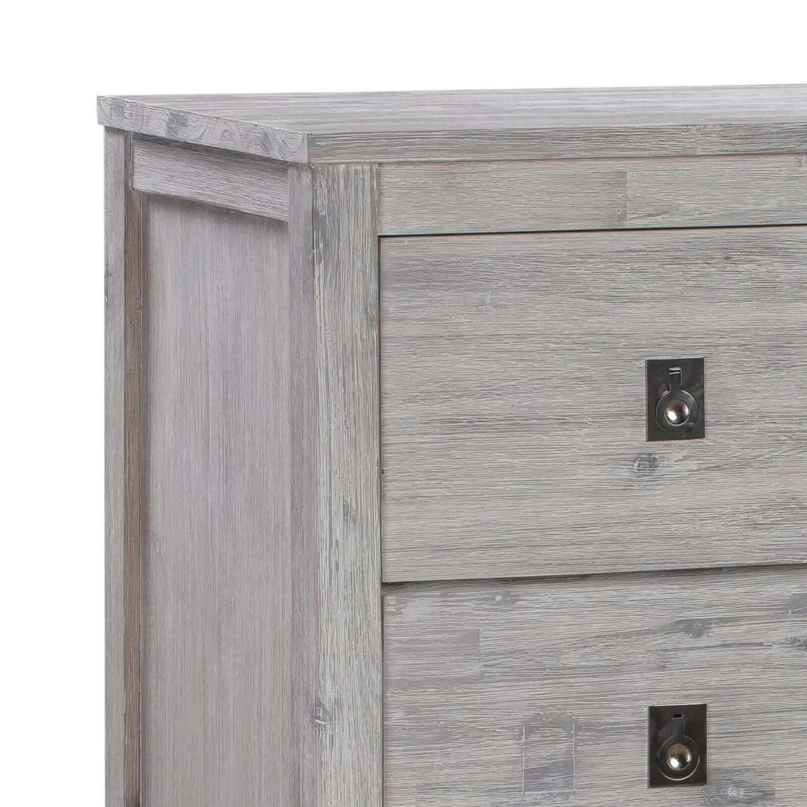 4 Pieces Bedroom Sets King in Solid Acacia Wood- White Ash