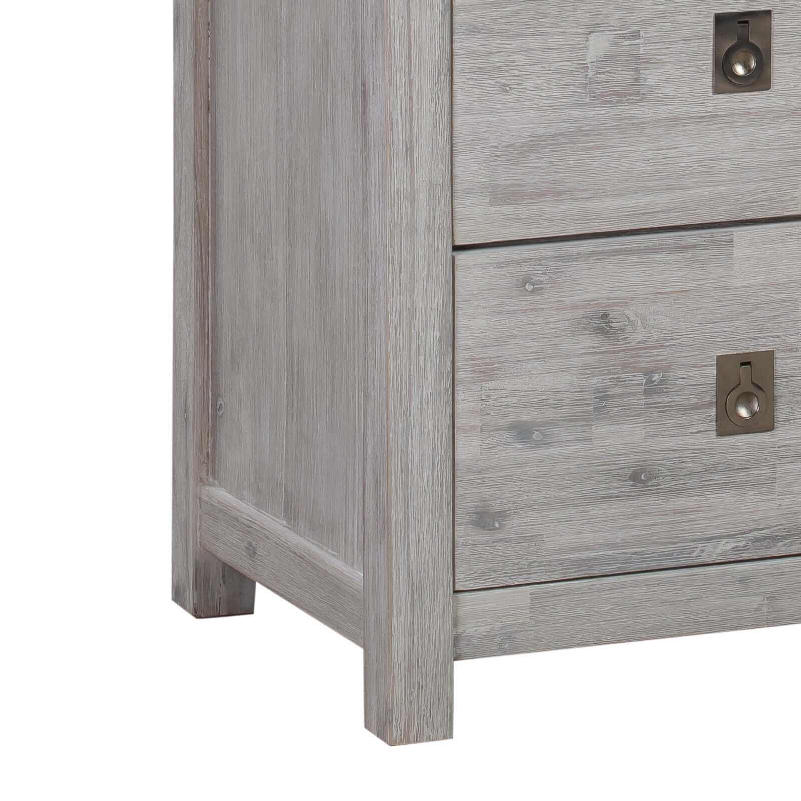 4 Pieces Bedroom Sets King in Solid Acacia Wood- White Ash