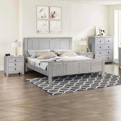 4 Pieces Modern King Size Bed And Bedroom Furniture - White Ash Colour