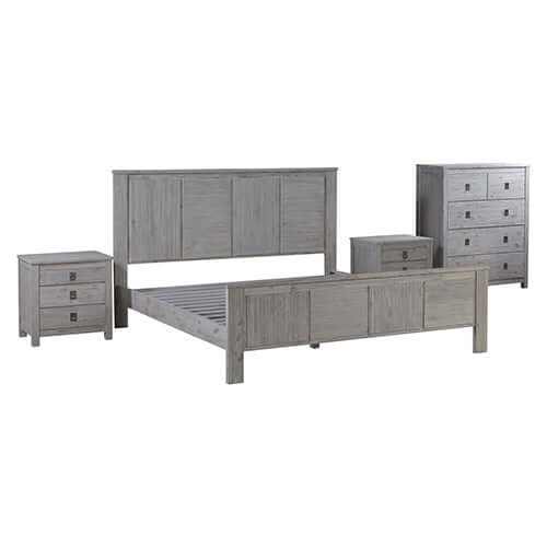 4 Pieces Modern King Size Bed And Bedroom Furniture - White Ash Colour