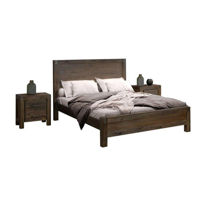 4 Pieces Solid Acacia Wood Bedroom Furniture With Double Size Bed