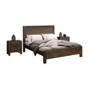 4 Pieces Dark Wood Queen Bed Frame and Bedroom Suite in Acacia Timber