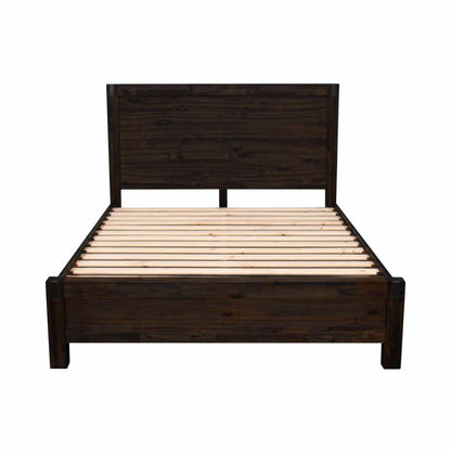 4 Pieces Dark Wood Queen Bed Frame and Bedroom Suite in Acacia Timber