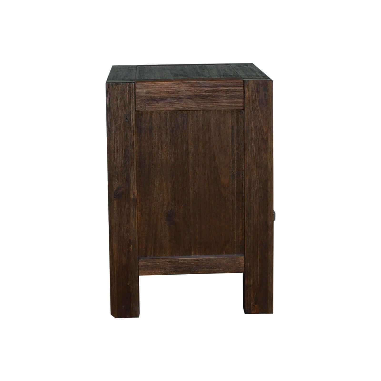4 Pieces Dark Wood Queen Bed Frame and Bedroom Suite in Acacia Timber