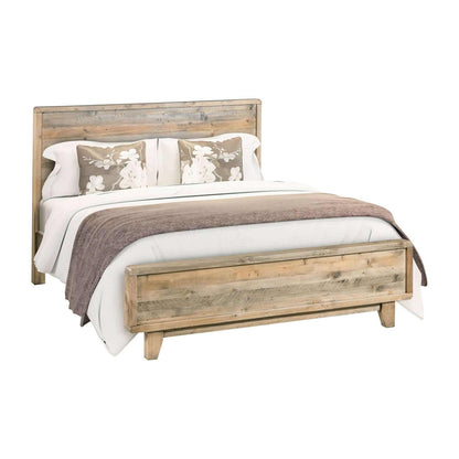 King Size Wooden Bed Frame in Antique Design - Light Brown