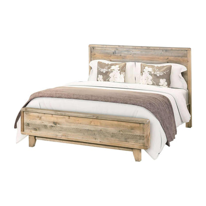 King Size Wooden Bed Frame in Antique Design - Light Brown