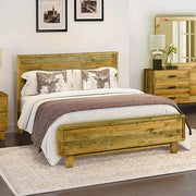Solid Wood Platform Bed Queen Size - Light Brown