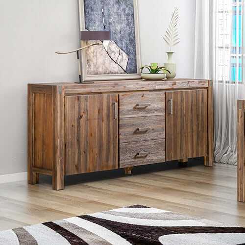 Buffet Sideboard in Chocolate Colour Constructed with Solid Acacia Woo