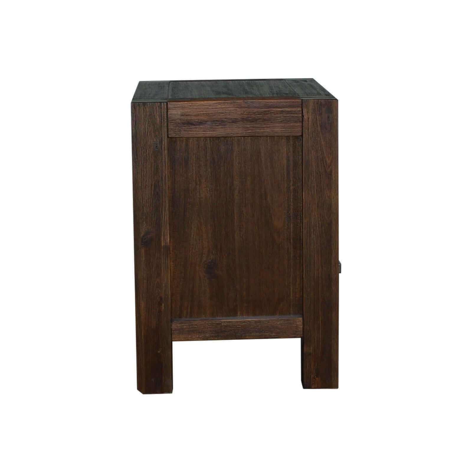 Bedside Table 2 drawers Night Stand Solid Wood Acacia - Dark Brown