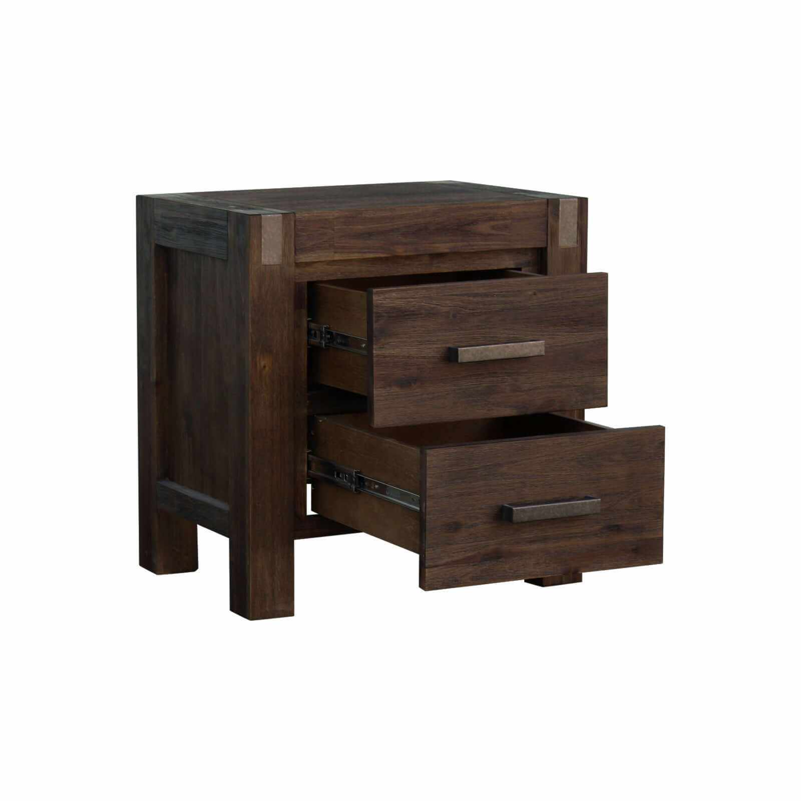 Bedside Table 2 drawers Night Stand Solid Wood Acacia - Dark Brown