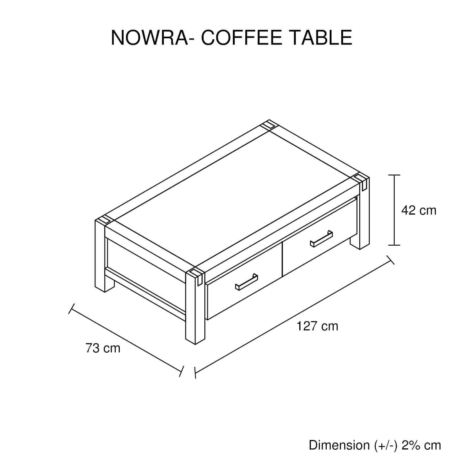 Solid Acacia Wood and Veneer Coffee Table with Drawer Chocolate Colour