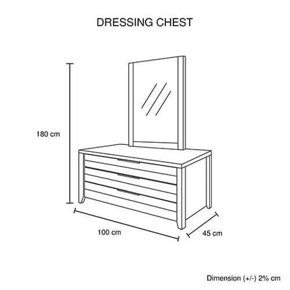 Natural Oak Mirror Dresser with 3 Storage Drawers