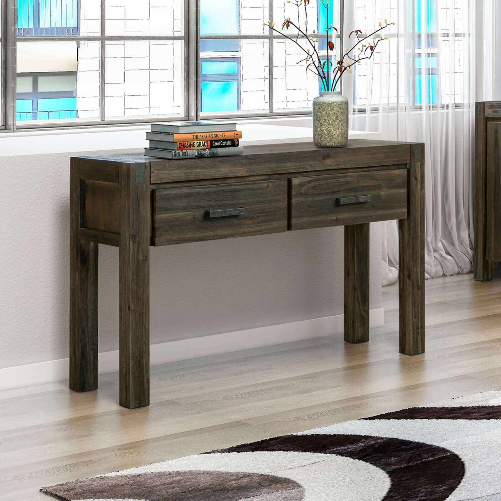 Solid Acacia Wood Hall Table in Chocolate Colour