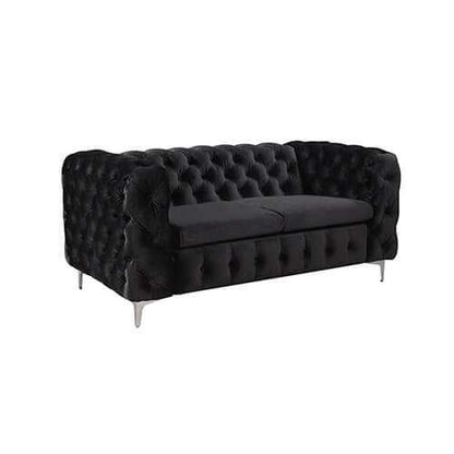 3+2+1 Seater Black Velvet Fabric Sofa Set Lounge with Metal Legs
