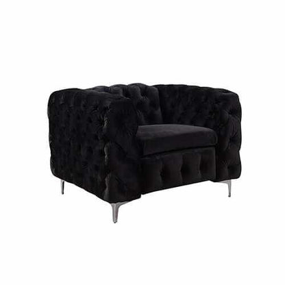 3+2+1 Seater Black Velvet Fabric Sofa Set Lounge with Metal Legs