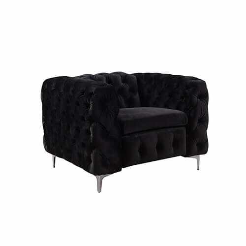 3+2+1 Seater Black Velvet Fabric Sofa Set Lounge with Metal Legs