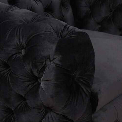 3+2+1 Seater Black Velvet Fabric Sofa Set Lounge with Metal Legs