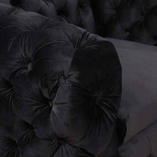 3+2+1 Seater Black Velvet Fabric Sofa Set Lounge with Metal Legs