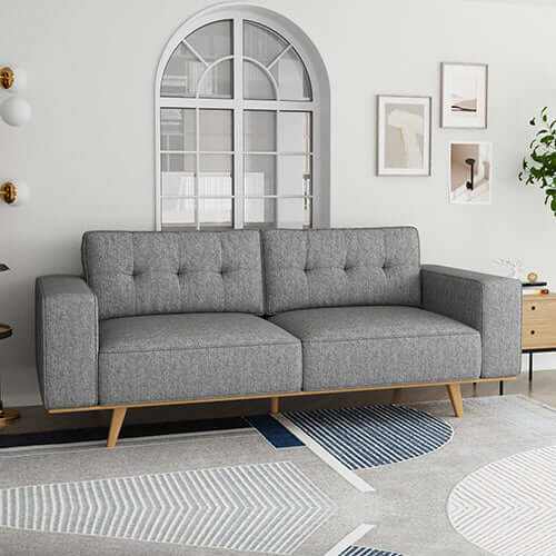 Fabric Upholstery 3 Seater Sofa Grey