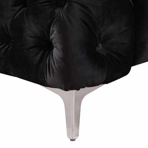 Single Seater Black Sofa Classic Armchair Button Tufted in Velvet Fabr