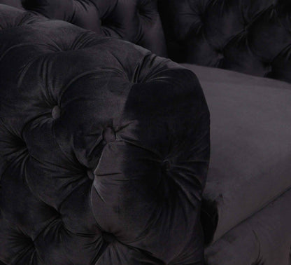 Single Seater Black Velvet Tufted Sofa Classic Armchair