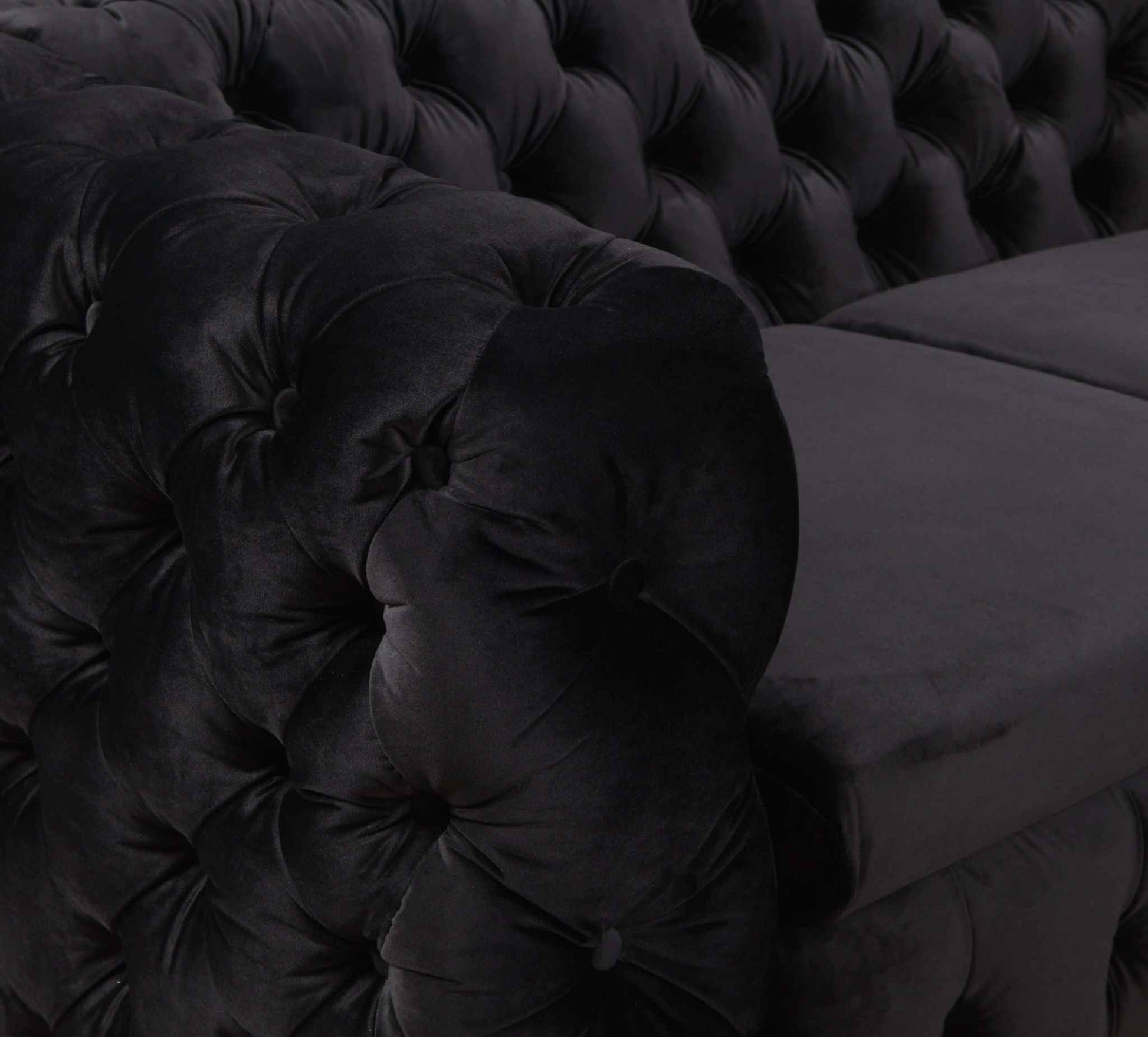 Jacques 3 Seater Black Velvet Fabric Sofa