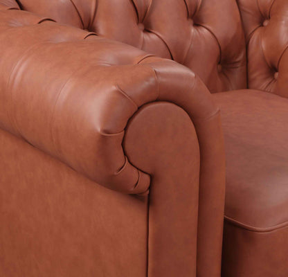 Single Seater Brown Sofa Armchair for Lounge Chesterfireld Style Butto