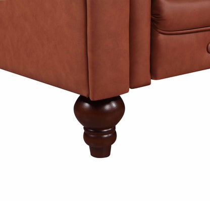 2 Seater Brown Sofa Lounge Chesterfield Style Button Tufted in Faux Le