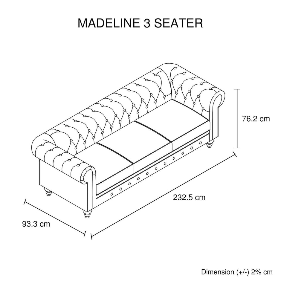 3 seater chesterfield sofa