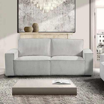 Reno 3 Seater Sofa Beige Colour Fabric Upholstery With Knock Down Feat