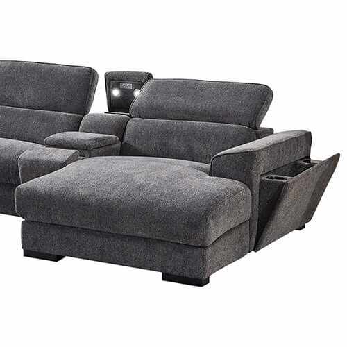 Grey Colour Corner Sofa Chaise Premium Fabric Electric Recliner