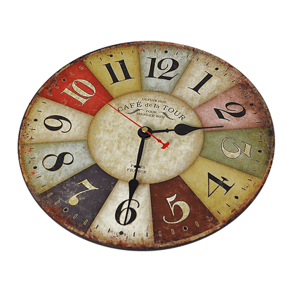 Large Colourful Wall Clock Kitchen Office Retro Timepiece