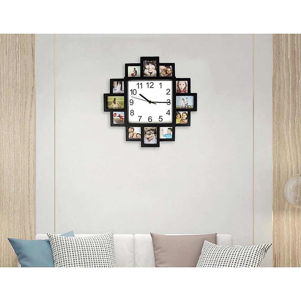 Photo Frame Clock 12 Picture Display Collage