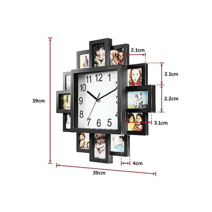 Photo Frame Clock 12 Picture Display Collage