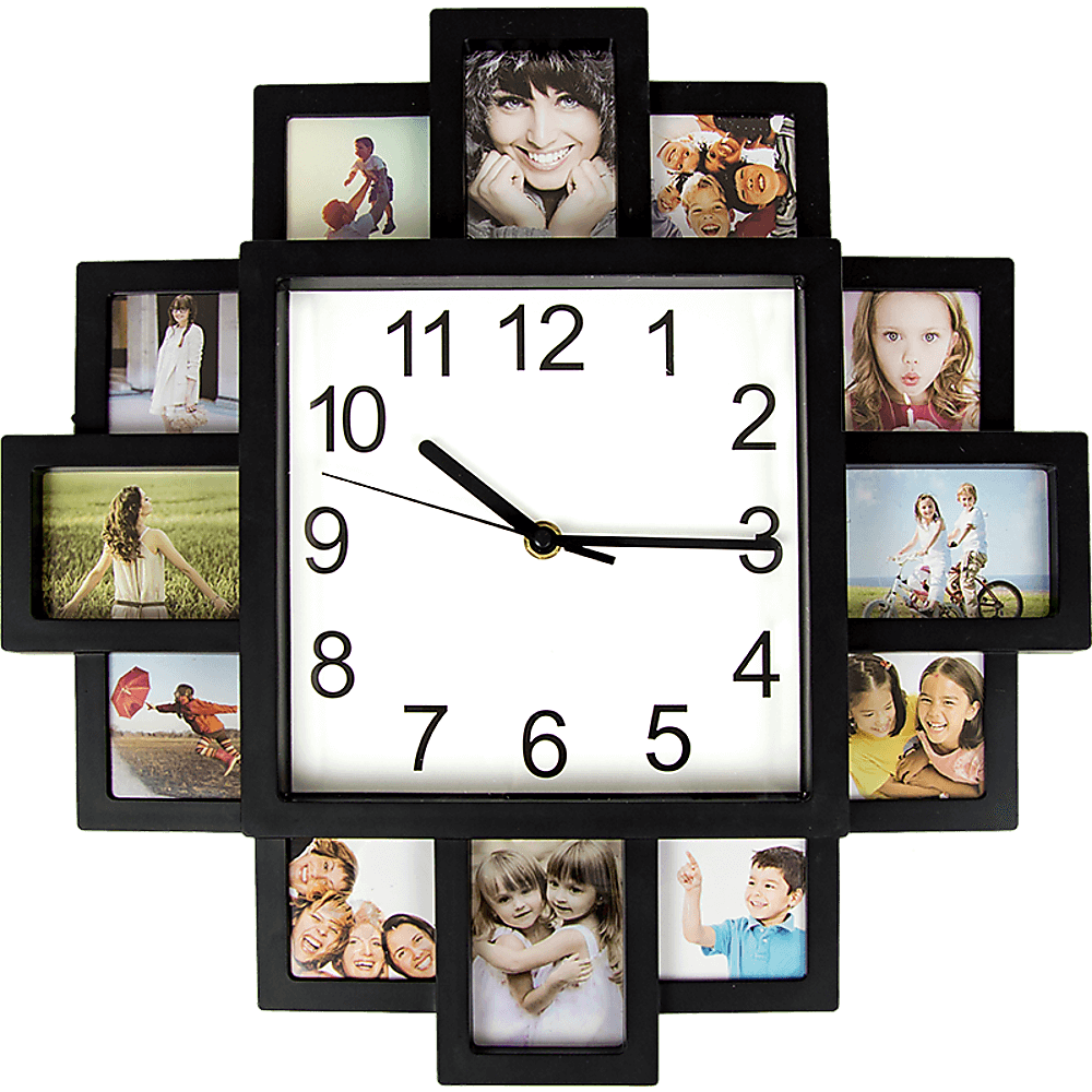 Photo Frame Clock 12 Picture Display Collage