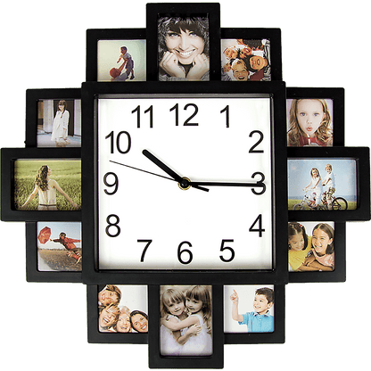 Photo Frame Clock 12 Picture Display Collage