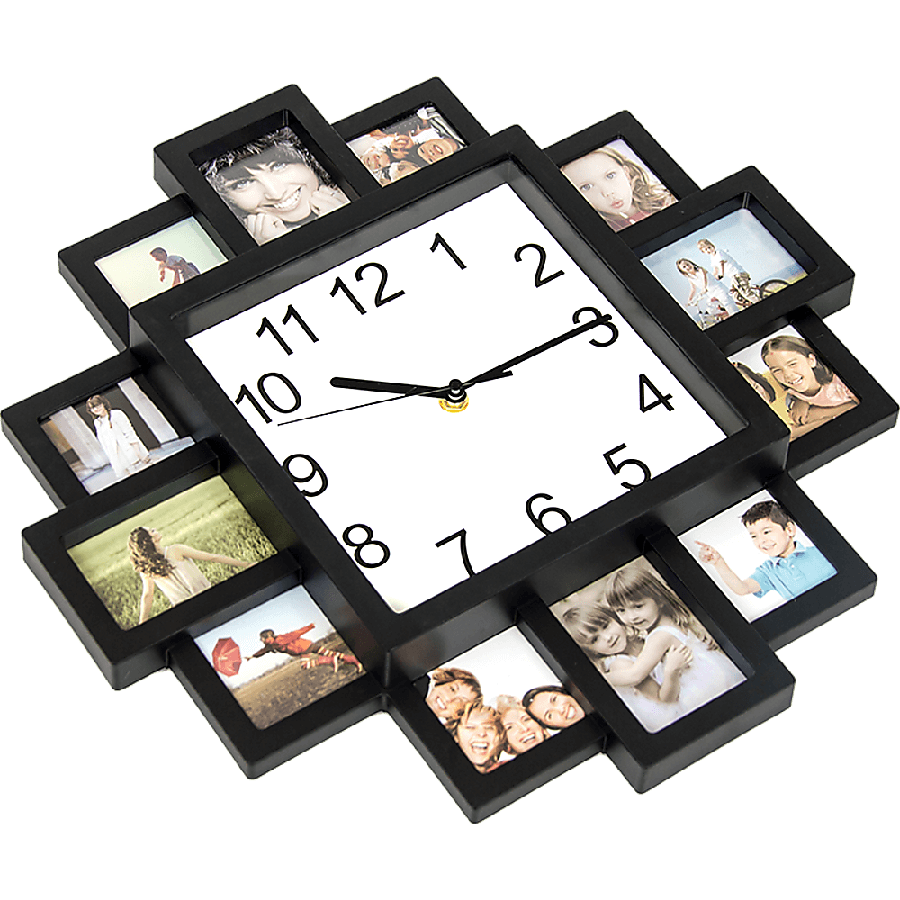 Photo Frame Clock 12 Picture Display Collage