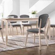 Rubberwood Dining Table 6 Seater in White Washed Finish