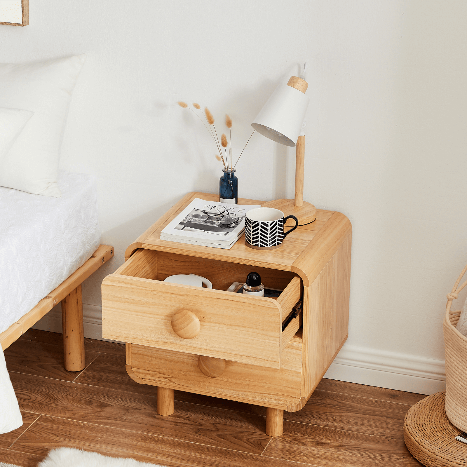 Natural Bedside Table