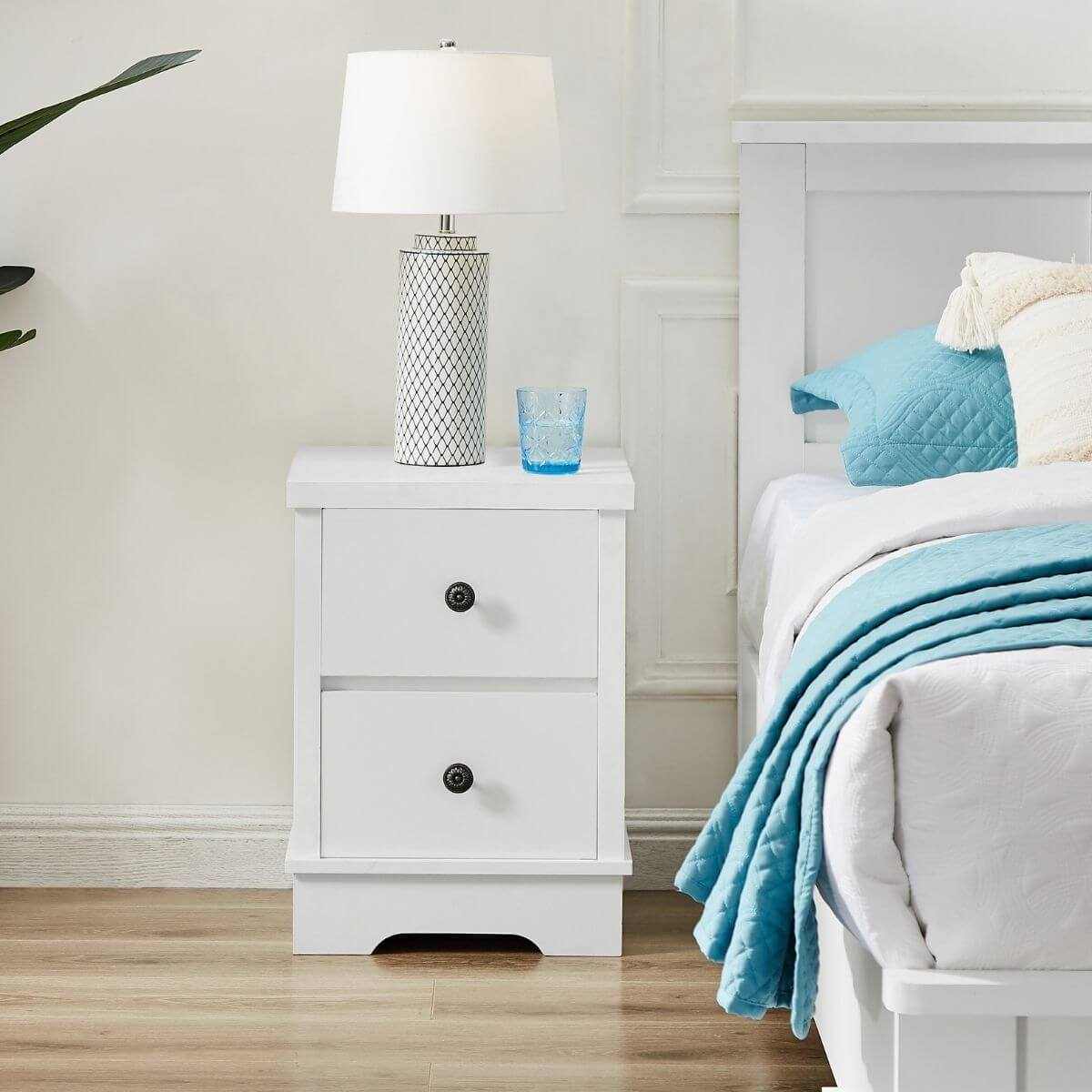 Margaux White Coastal Bedside Table