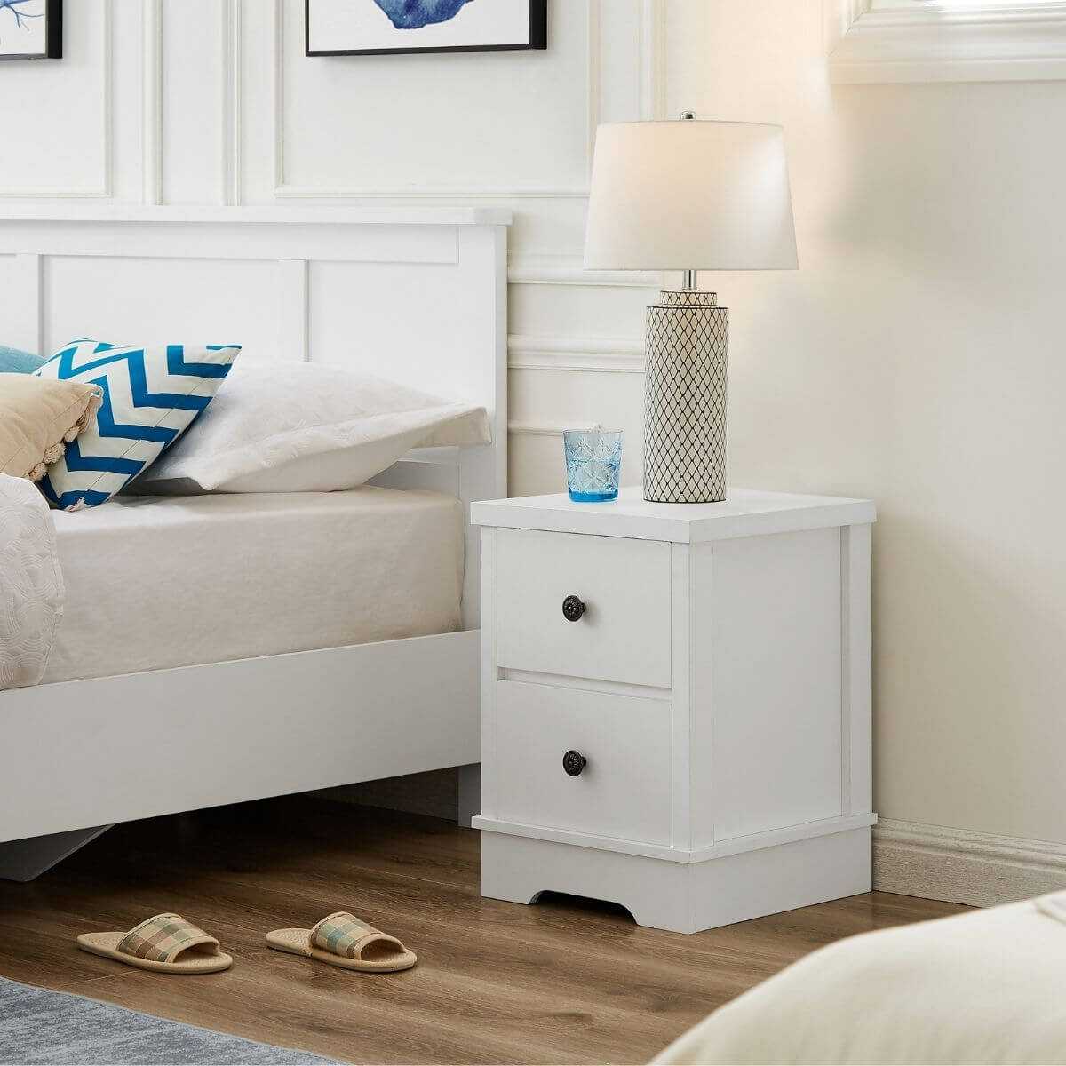 Margaux White Coastal Bedside Table