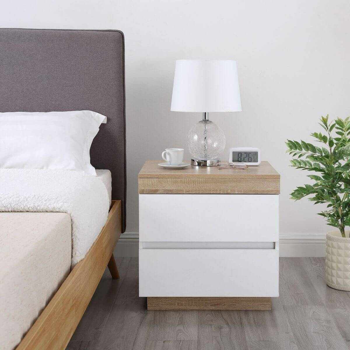 White Wooden Bedside Table