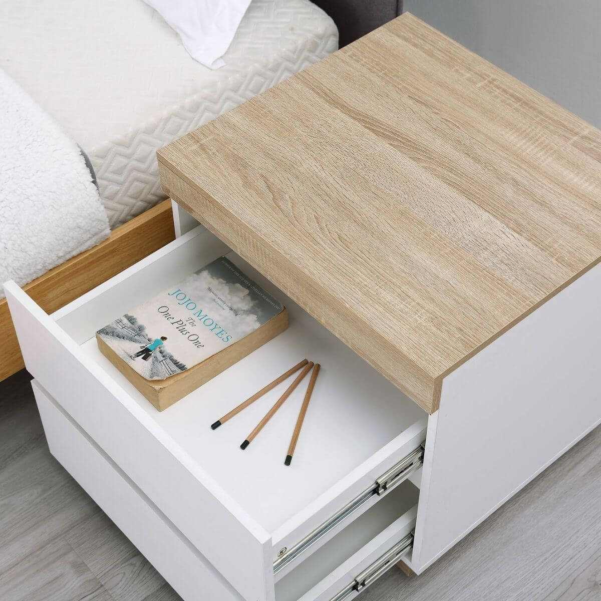 White Wooden Bedside Table