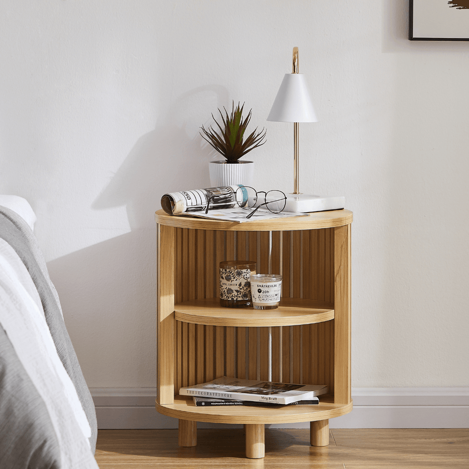 round wood side table