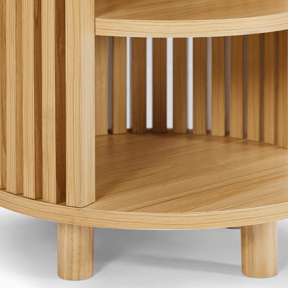 round wood side table