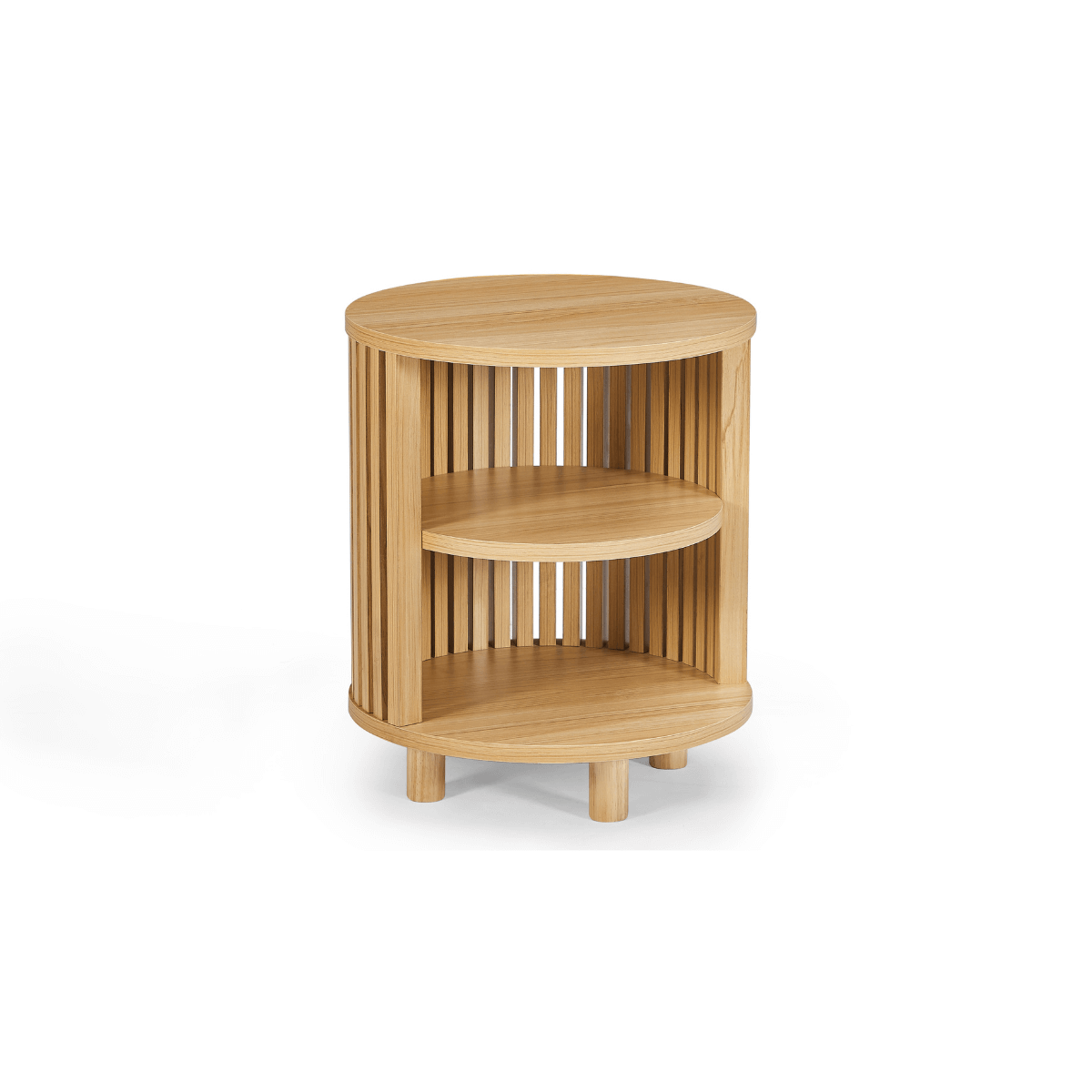 round wood side table