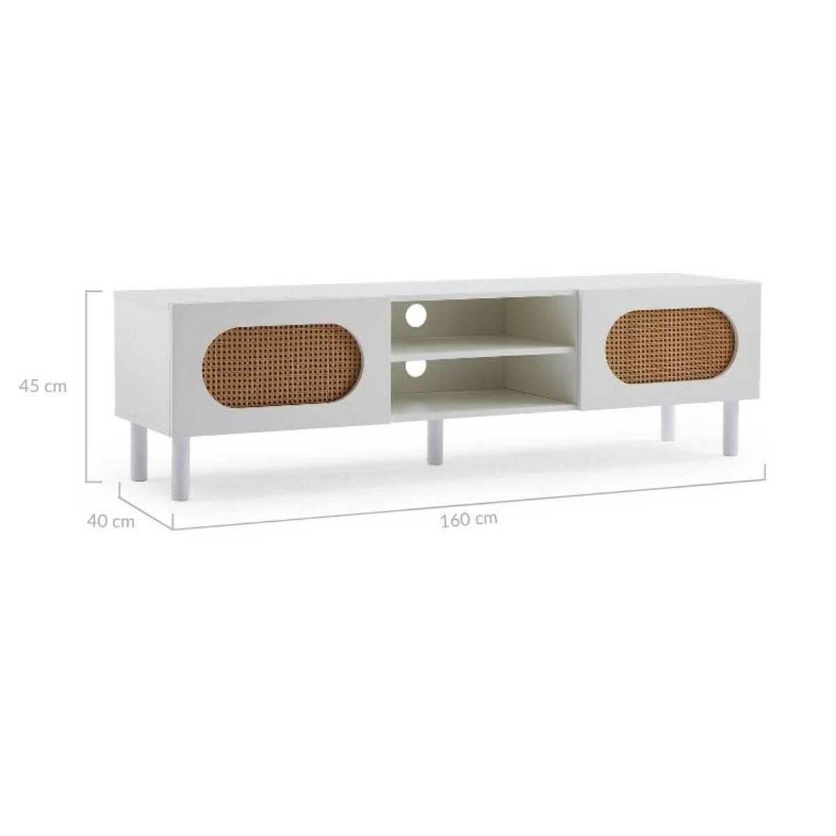 Kailua Rattan TV Stand in White - 160CM