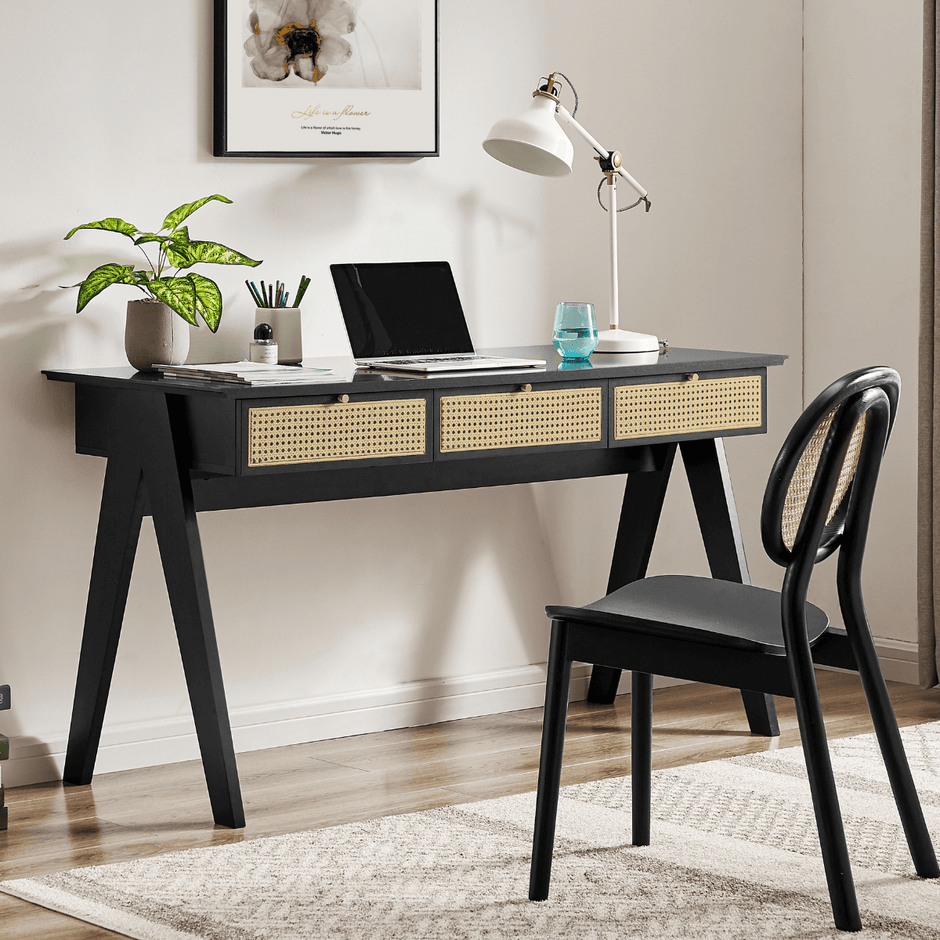 black rattan desk