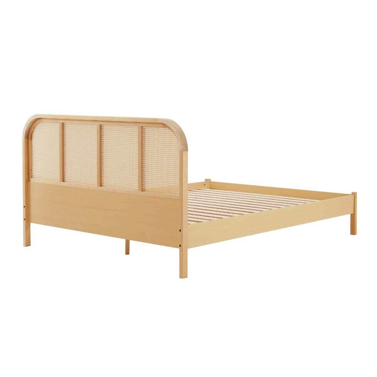 Lulu Bed Frame With Curved Rattan Headboard Queen