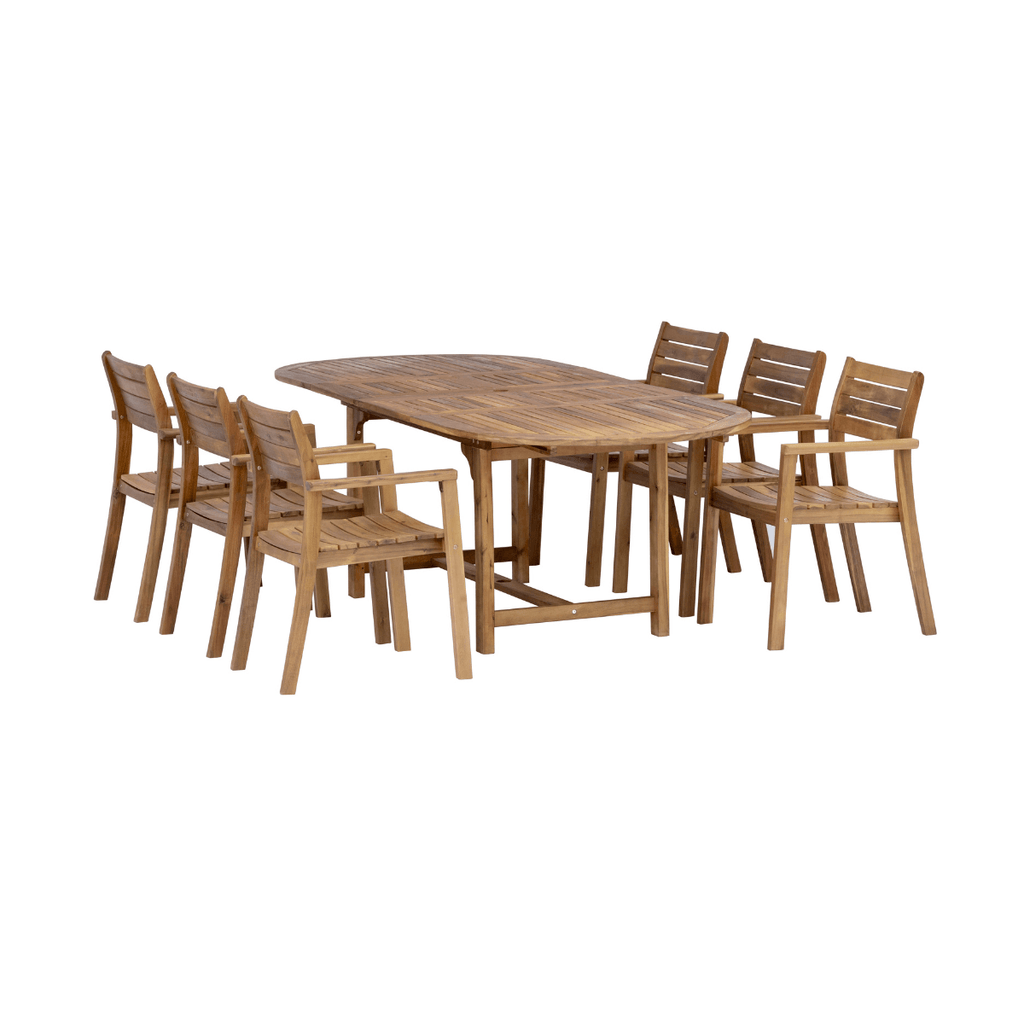 7 Piece Outdoor Wooden Dining Set-Upinteriors